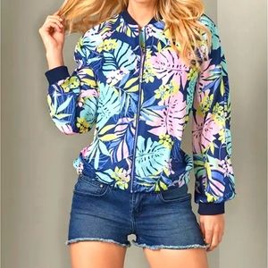 Venus Tropical Print Light Jacket XS Pink Blue Yellow Green